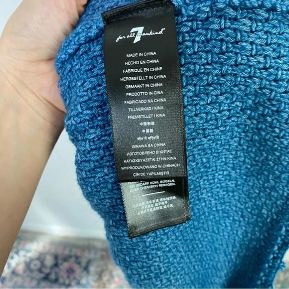 7 FOR ALL MANKIND boho knit crochet peplum top V Neck Bobble Knit Sz S Cottage - Picture 12 of 15